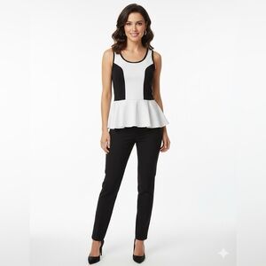 NWOT Black and White Fitted Peplum Tank Top
